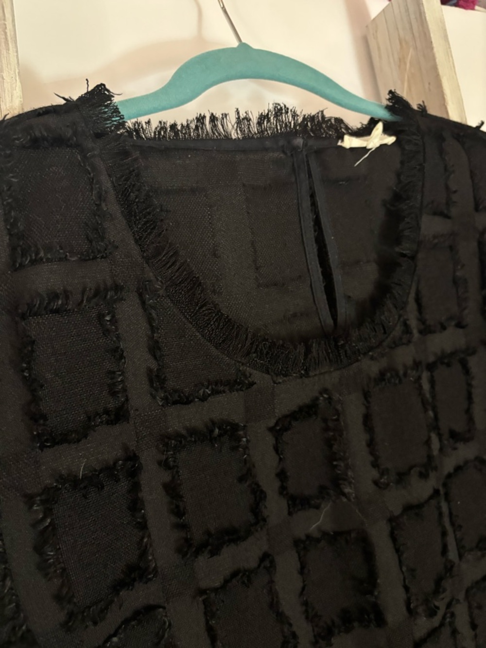 Pleione womens Large, Fringe Grid Top, avant-garde, edgy, artsy, elevated basics - Picture 5 of 11